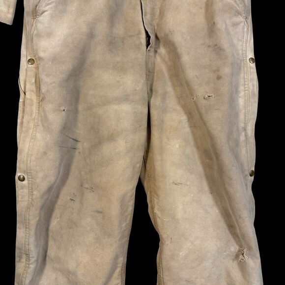 Carhartt Distressed Duck Coveralls L? Thrashed Grunge Americana Corduroy Collar - Picture 7 of 14